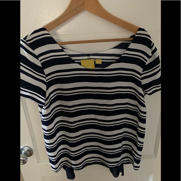 Anthropologie Maeve Ruffle Striped Top - Picture 4 of 9